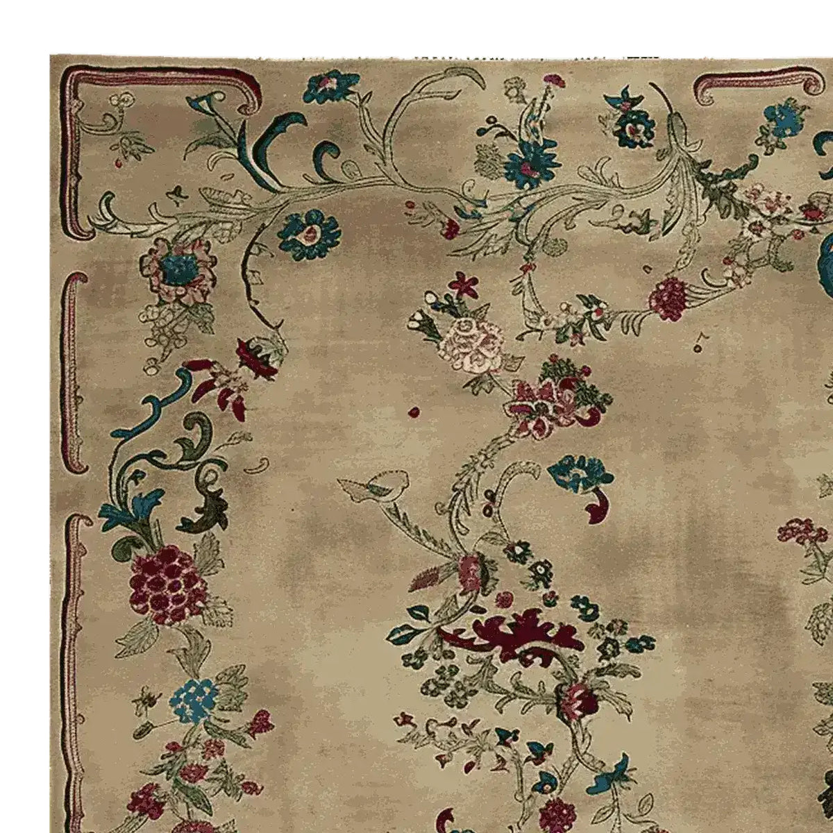 Beautiful Empire Blossom Hand Knotted Area Rug featuring an intricate floral design, perfect for adding elegance to your living room. This wool rug showcases a rich pattern with vibrant colors, making it an ideal choice for those seeking exquisite living room area rugs.