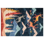 The Enchanted Winter Run Hand Tufted Rug features a vibrant abstract design with reindeer and flowing shapes in warm and cool tones. Perfect for adding a touch of artistry to your living room, this wool area rug measures 8x10 and provides a cozy, stylish foundation.