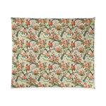 English Garden comforter flat, cream ground with vintage roses, branches and birds