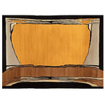 A contemporary area rug featuring an abstract erosion pattern with warm earthy tones. Perfect for adding a touch of modern style to your living room. This 8x10 wool rug is ideal for cozy spaces, showcasing a unique hand-tufted design.