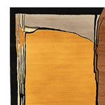 Top view of the Erosion Pattern Poem Hand Tufted Rug, showcasing its contemporary design with a blend of warm earth tones and abstract shapes. Perfect for area rugs in living rooms, this wool rug adds a modern touch to any space and is ideal for those seeking living room rugs 8x10.