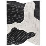 Erosion Stream Veins Hand Tufted Area Rug featuring a striking black and white abstract design. Ideal for contemporary living rooms, this wool rug provides a modern touch to any space, making it a perfect choice for living room area rugs.