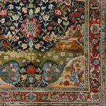 A beautifully detailed Eternal Blossom Wool Hand Knotted Area Rug showcasing intricate floral patterns and vibrant colors. This vintage Persian square area rug is perfect for adding elegance to a living room or office space. The rich wool fabric ensures durability, making it ideal for large living room rugs or adding a touch of class to any setting.