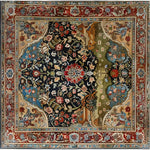 Eternal Blossom Wool Hand Knotted Area Rug featuring an intricate vintage Persian design with vibrant floral patterns in rich colors. Perfect as a large living room rug, this square area rug adds elegance and warmth to your living room or office space.