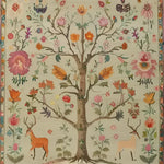 Beautifully hand-knotted area rug featuring a vibrant floral design with a tree motif and colorful blossoms. This Persian-style living room area rug adds elegance and charm to any large living space, showcasing exquisite detail and craftsmanship.