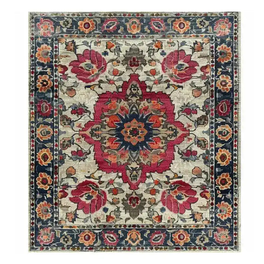 Eternal Weave Hand-Tufted Rug featuring a vibrant Persian-inspired design with intricate floral patterns and bold colors. Perfect for adding a touch of elegance to dining rooms and living rooms, this 8x10 wool area rug is ideal for those seeking stylish living room rugs.
