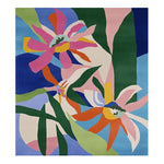 A vibrant Ethereal Garden Song Hand Tufted Rug showcasing a colorful abstract floral design. This contemporary area rug is perfect for adding a splash of color to large living rooms. Made from high-quality wool, it combines style and comfort, making it an ideal choice for area rugs in the living room.