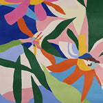 Ethereal Garden Song Hand Tufted Rug showcasing a vibrant floral pattern in bold colors. This contemporary area rug is perfect for adding a splash of color to your living room. Ideal for those seeking large living room rugs with a modern touch, this wool rug combines artistic flair with practical design.