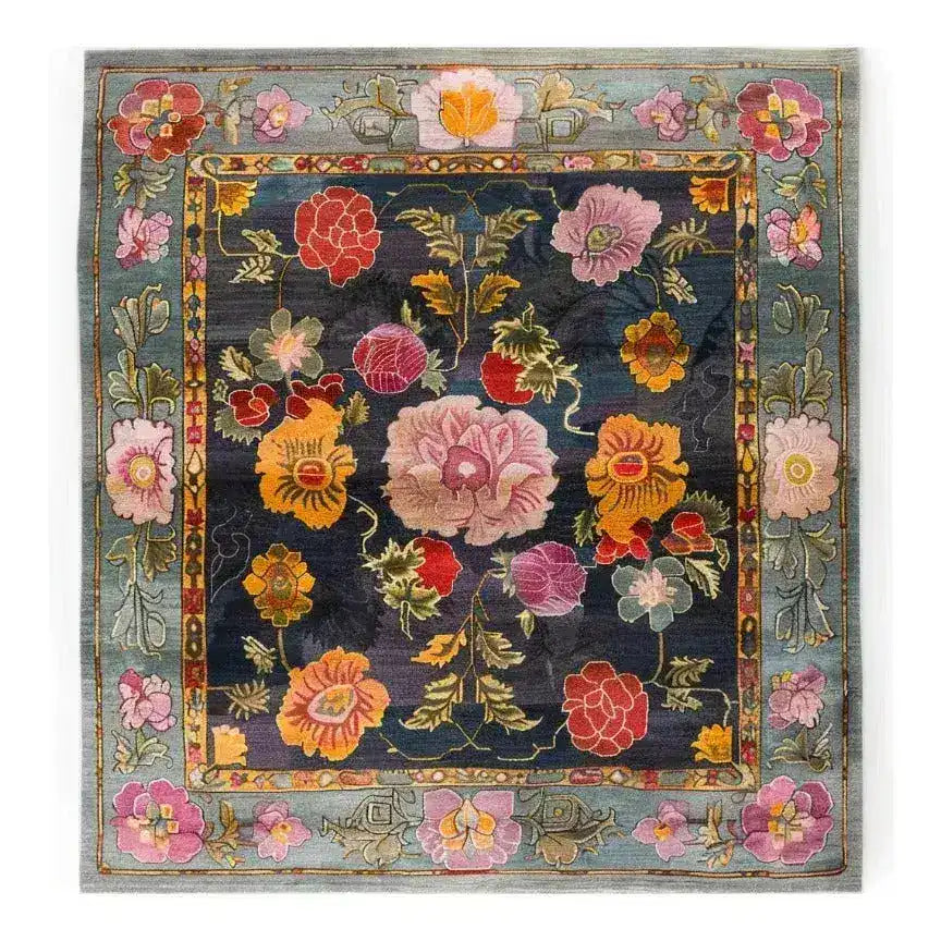 Vibrant Exotic Flower Hand Tufted Area Rug, perfect for living room decor. This wool rug features an intricate floral design with rich colors, ideal for 8x10 living room area rugs.