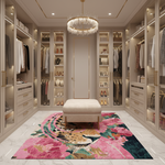master closet contemporary with pink tiger rug