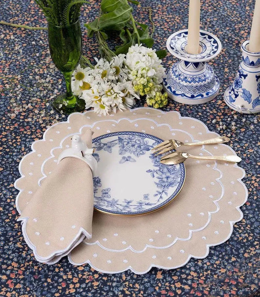 Beige Bliss with White Trim Placemats