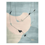 The Falling Leaf Symphony Hand Tufted Area Rug showcases a serene design of abstract leaves on intertwining branches, set against soft shades of blue and beige. This contemporary rug, made from high-quality wool, is perfect for adding a touch of elegance to large living rooms.