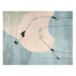 Top view of the Falling Leaf Symphony Hand Tufted Area Rug, showcasing a contemporary design with abstract leaf patterns in soft pastel hues. This large living room rug, made of quality wool, adds an elegant touch to any space, perfect for those seeking a stylish wool rug for their living room area.