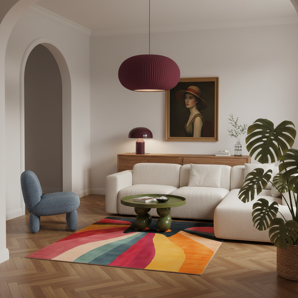 Far-Out Feline Hand Tufted Wool Rug
