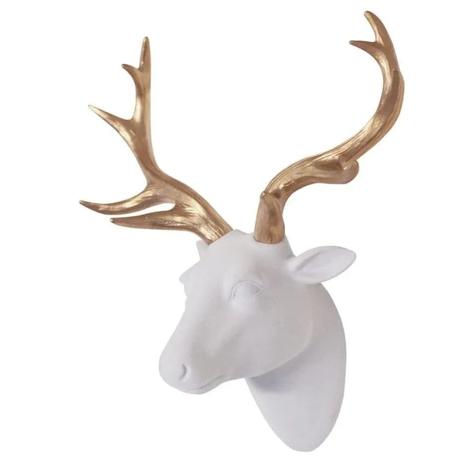 Faux Felt Velvety Deer Head with Gold Antlers