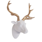 Faux Felt Velvety Deer Head with Gold Antlers