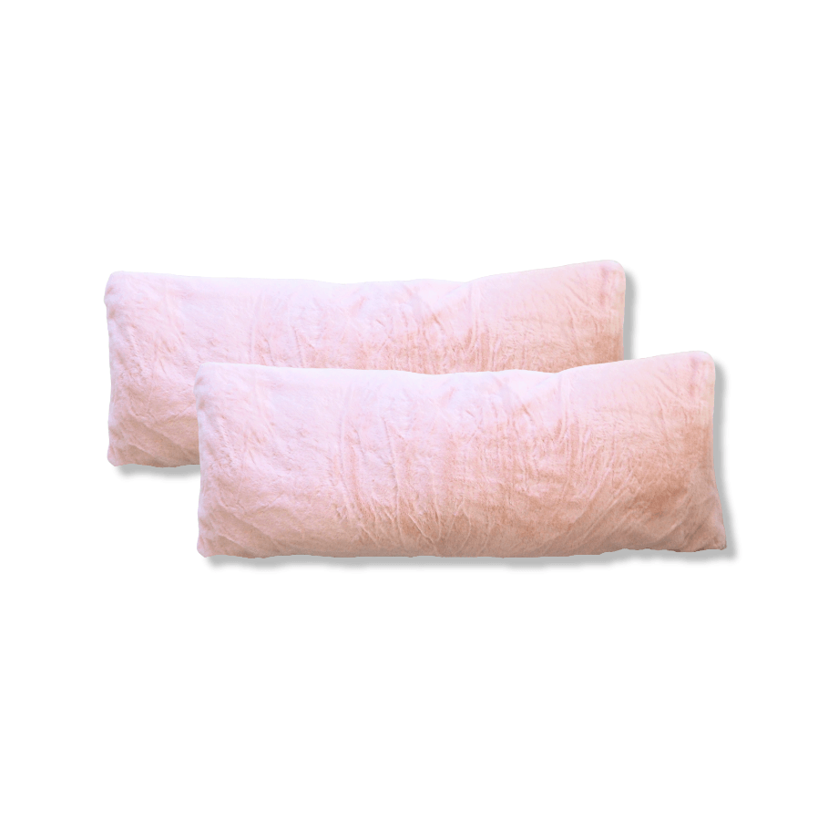 Faux Fur Body Pillow Covers Set of 2 Heavenly Pink 21 x 54