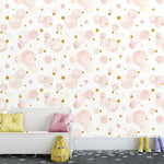 Faux Gold and Pink Bubble Watercolor Wallpaper