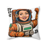 Female Astronaut on Mars Printed Throw Pillow