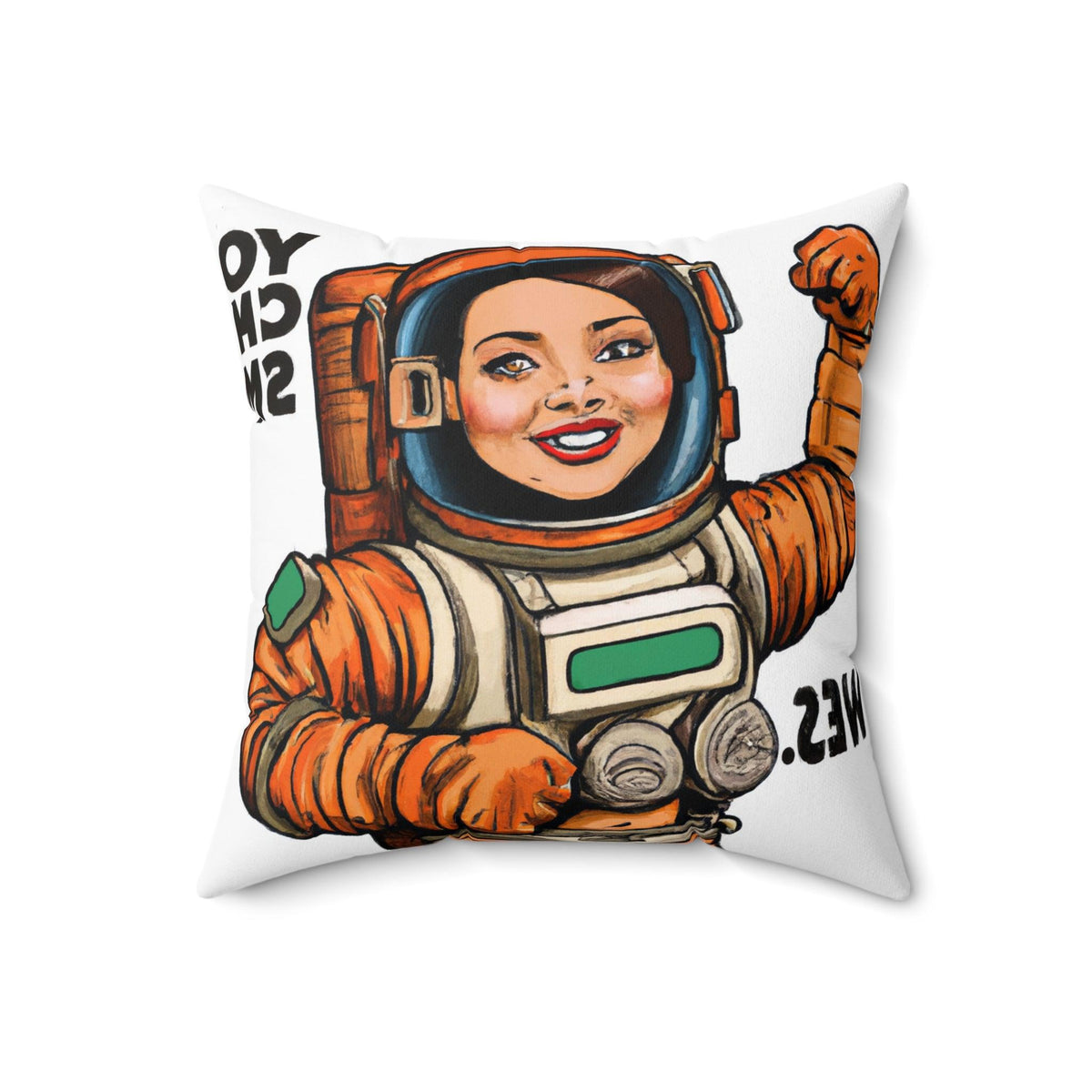 Female Astronaut on Mars Printed Throw Pillow