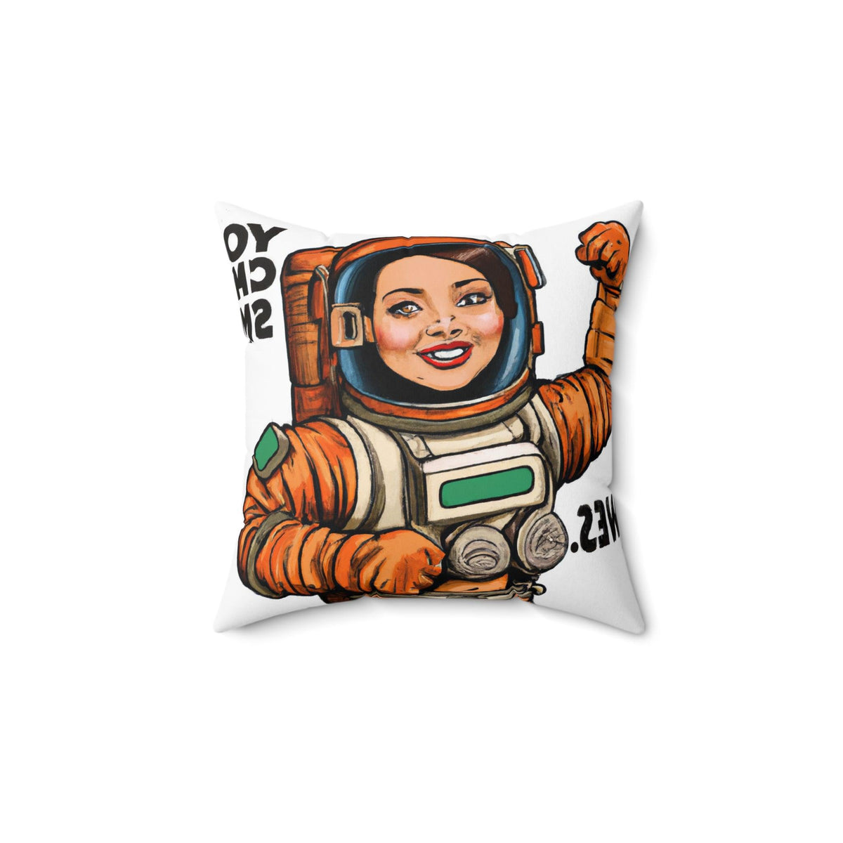 Female Astronaut on Mars Printed Throw Pillow