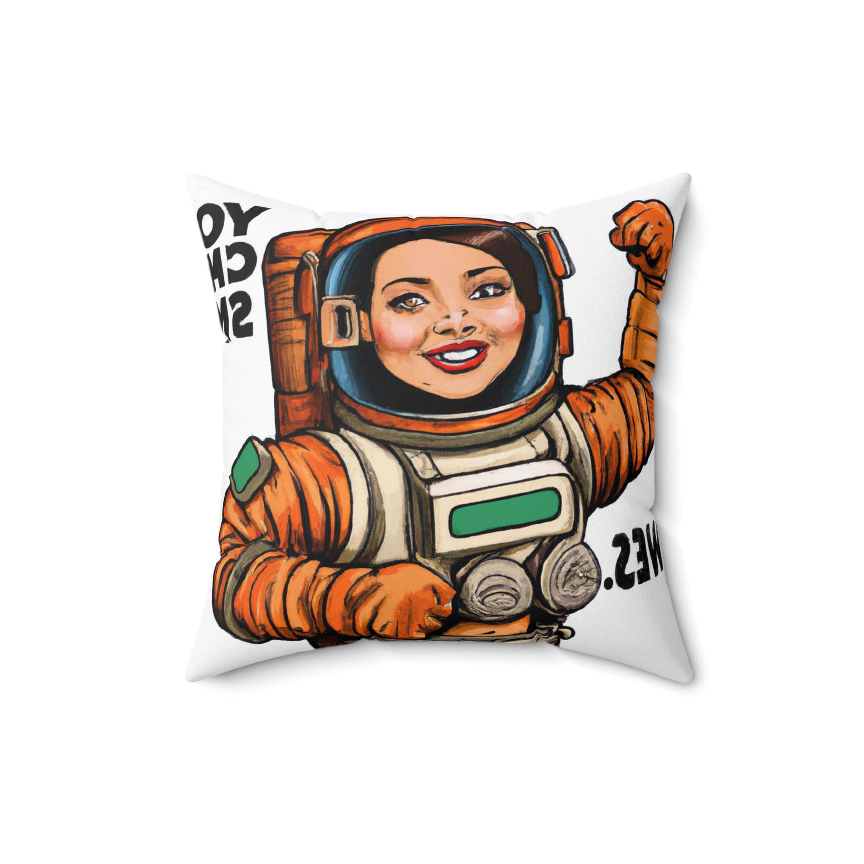 Female Astronaut on Mars Printed Throw Pillow