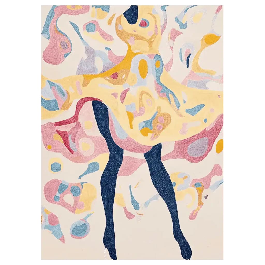 This vibrant area rug showcases an abstract design featuring swirling patterns in soft pastel hues of pink, blue, and yellow. The rug's hand-tufted texture adds depth and character, making it a captivating addition to any space.