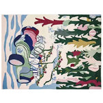 A vibrant hand-tufted wool area rug featuring an abstract festive design, perfect for large living rooms. The 8x10 rug showcases a colorful mix of patterns and shapes, bringing a lively and artistic touch to any space.