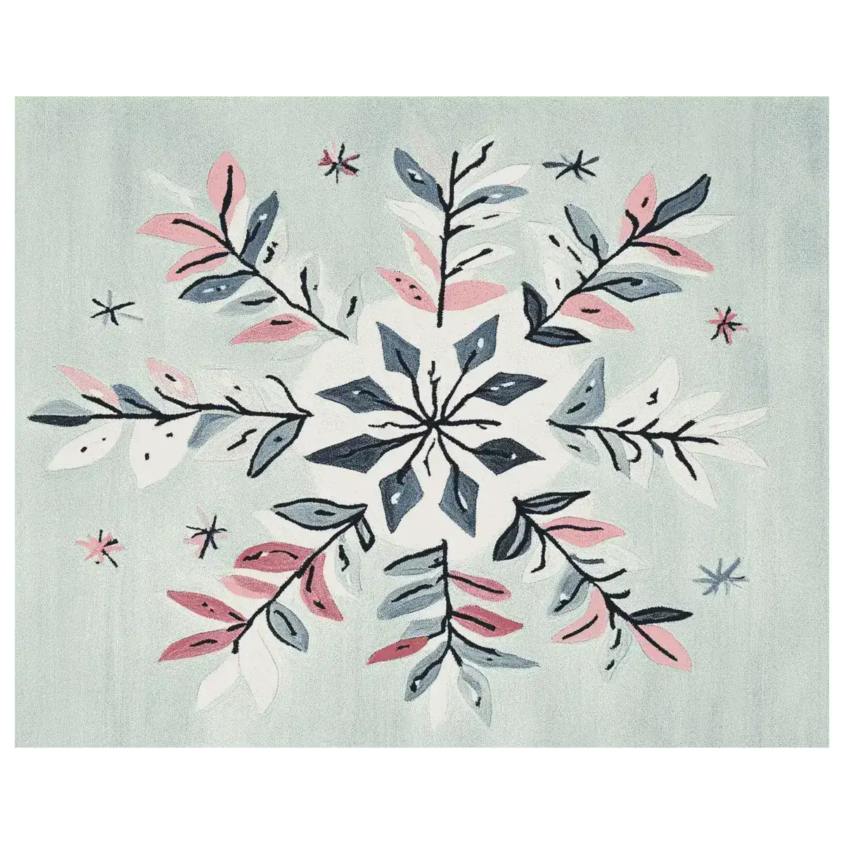 Festive Snowflake Hand Tufted Area Rug featuring a beautiful snowflake design with pastel colors, perfect for adding warmth and style to your living room. This wool rug is a stunning choice for those seeking elegant and cozy area rugs for living room decor.