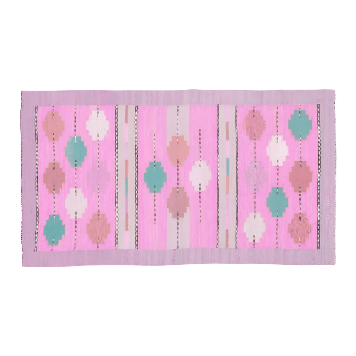 Fez Flair Dhurrie Cotton Rug - Pink