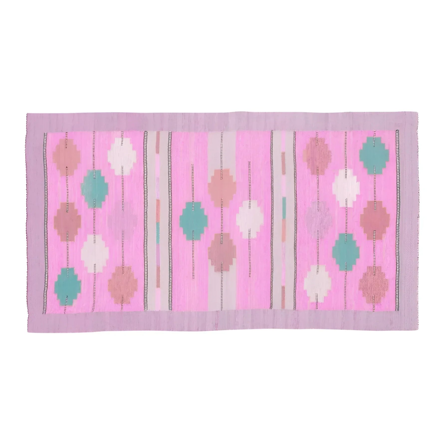 Fez Flair Dhurrie Cotton Rug - Pink