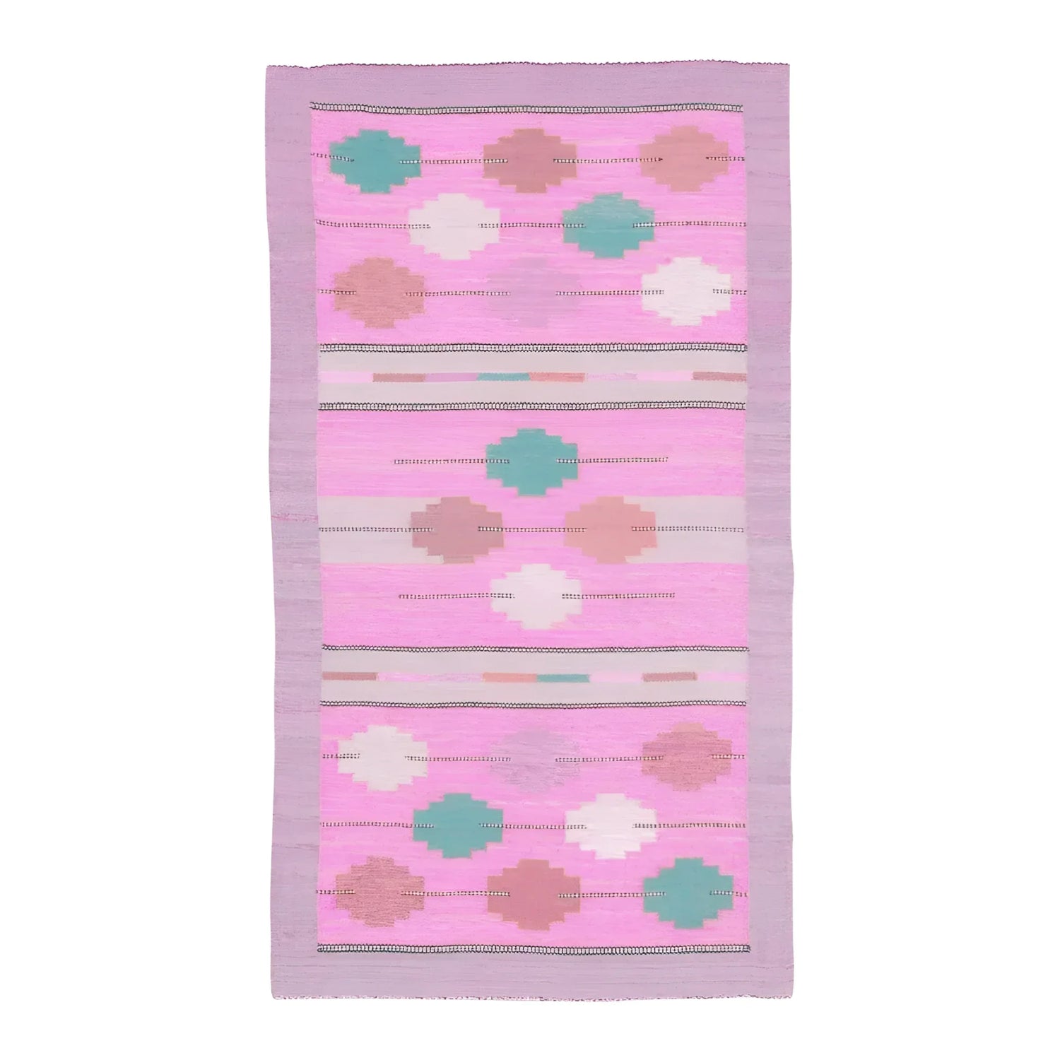 Fez Flair Dhurrie Cotton Rug - Pink