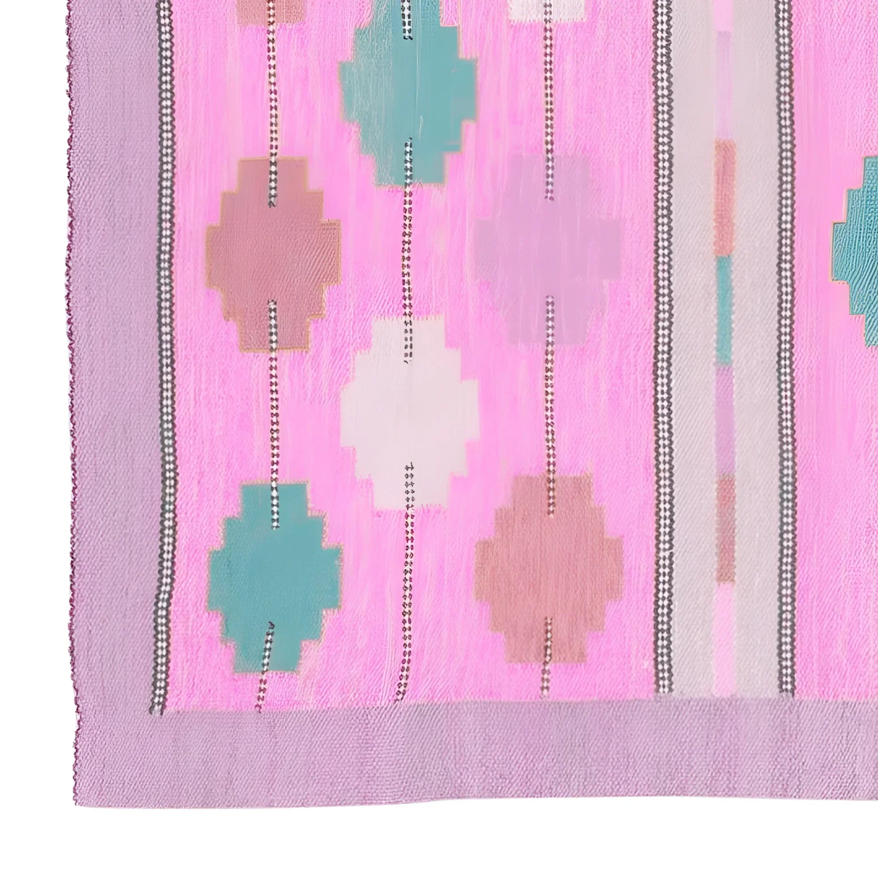 Fez Flair Dhurrie Cotton Rug - Pink