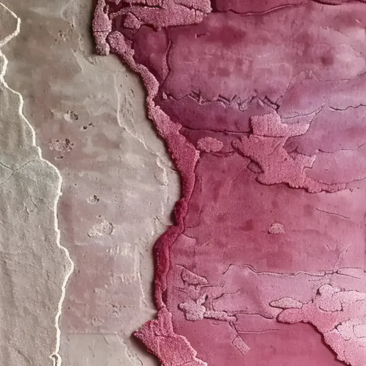 Top view of the Fiery Flow Wool Runner Rug showcasing an abstract design with shades of pink and beige, perfect for adding a contemporary flair to dining rooms, offices, or hallways. This elegant area rug is ideal for use as a kitchen runner rug or an office rug, providing a stylish and modern touch to any space.