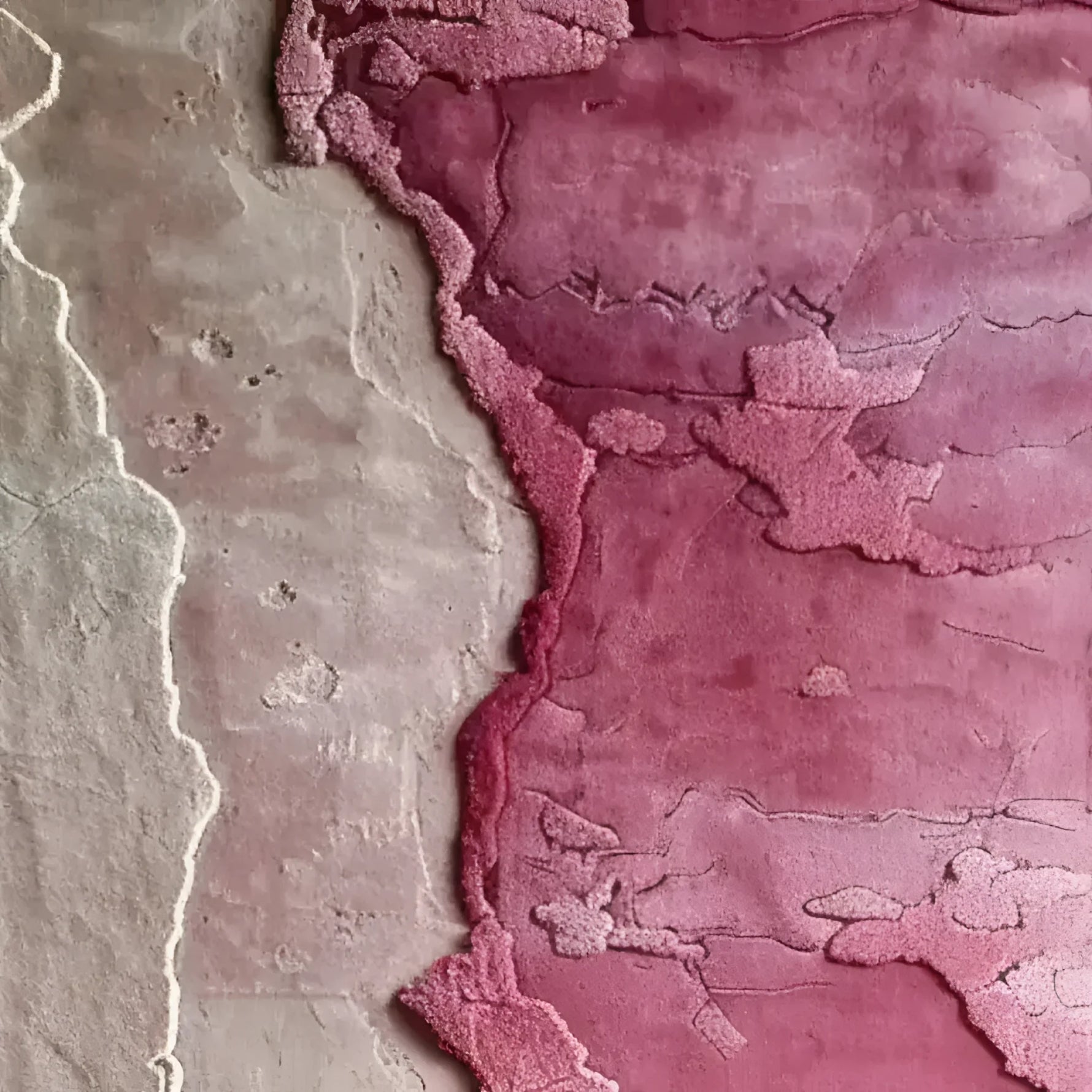 Top view of the Fiery Flow Wool Runner Rug showcasing an abstract design with shades of pink and beige, perfect for adding a contemporary flair to dining rooms, offices, or hallways. This elegant area rug is ideal for use as a kitchen runner rug or an office rug, providing a stylish and modern touch to any space.