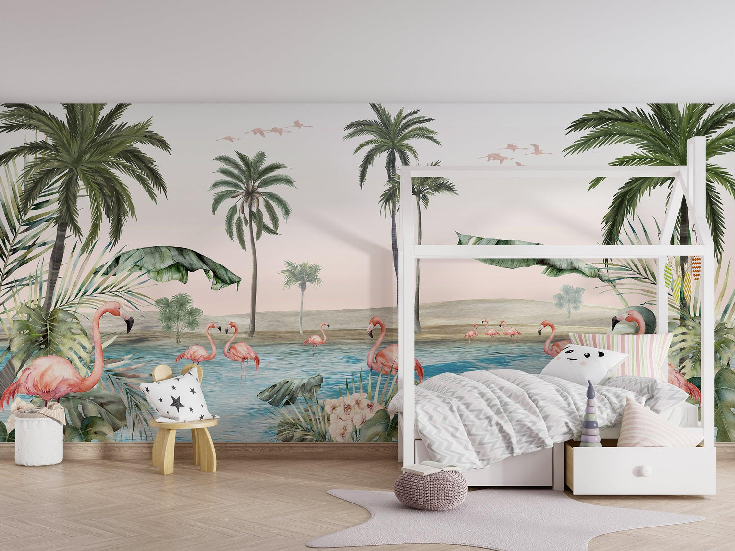 Flamingo Oasis Wallpaper Mural