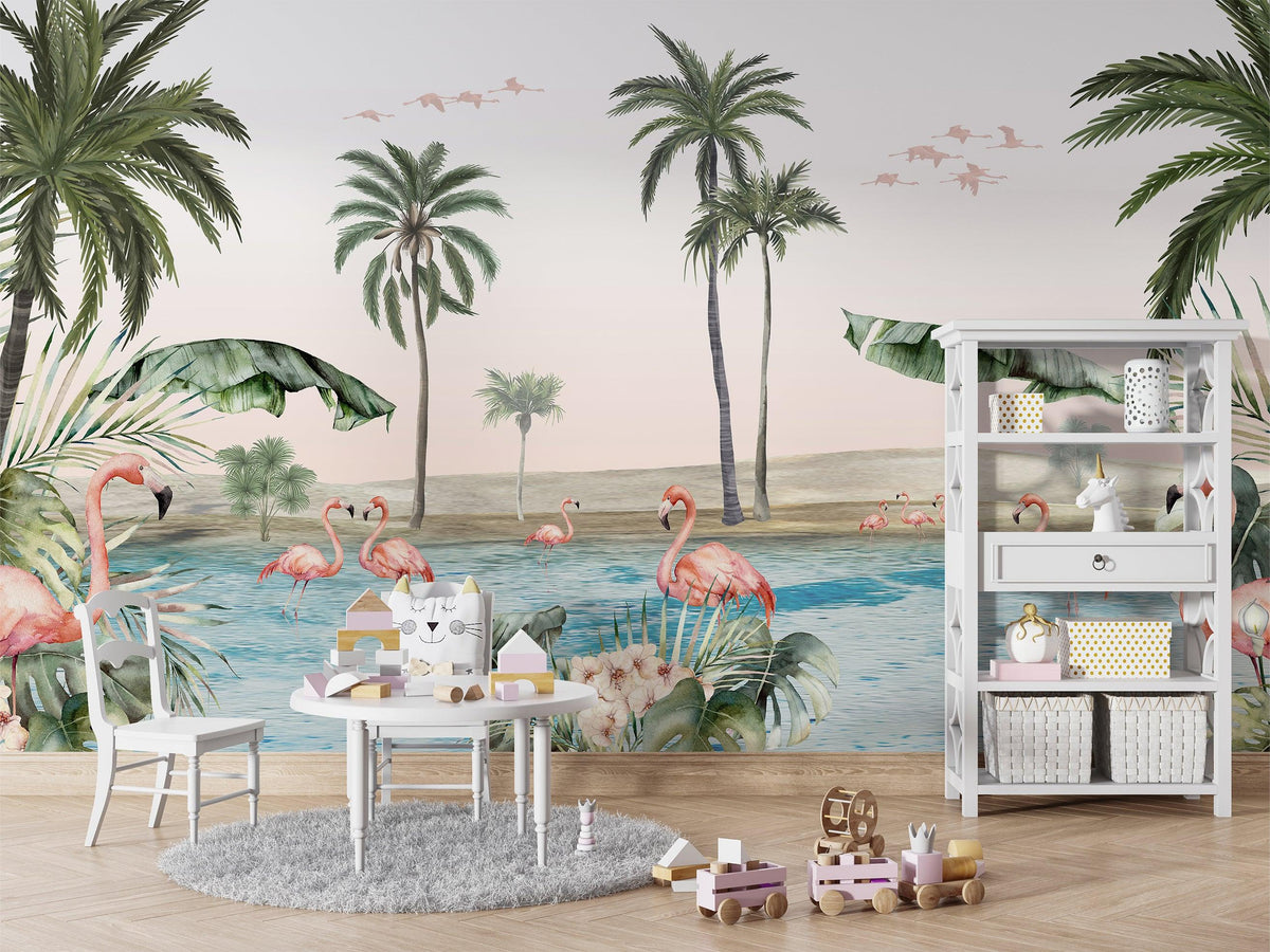 Flamingo Oasis Wallpaper Mural