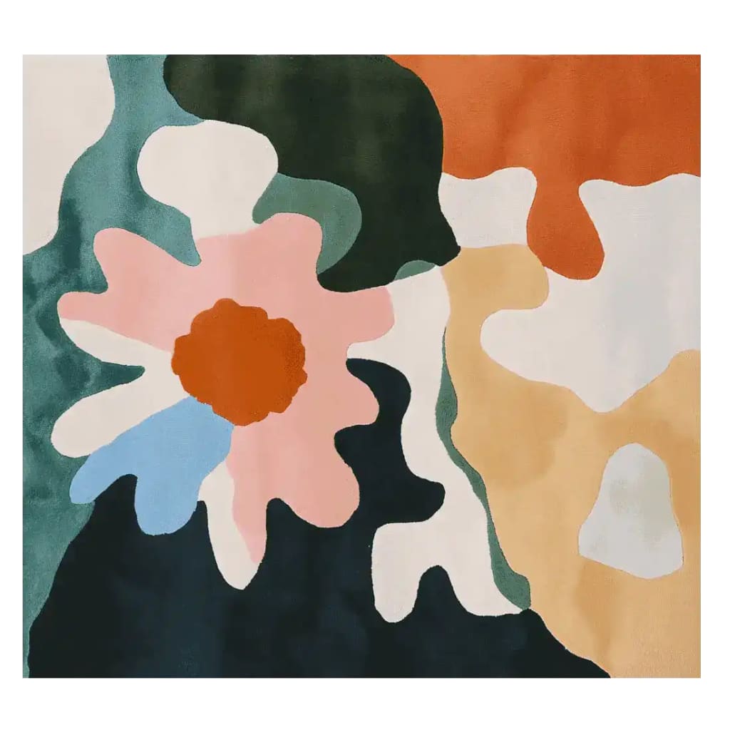 Discover the Flora Cloud Dance Hand Tufted Rug, an exquisite area rug featuring bold, abstract floral patterns in vibrant colors. Perfect for adding a contemporary touch to any living room, this 8x10 wool rug promises both style and comfort.
