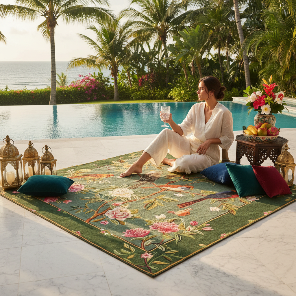 Flora & Fauna Square Hand Tufted Wool Rug