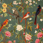 This beautifully detailed area rug features a vibrant floral and fauna design with colorful birds perched on branches, set against a lush green background. Ideal for adding a touch of nature to your living room or office, this square wool rug combines elegance and charm, making it a perfect choice for those seeking a unique and stylish square area rug.