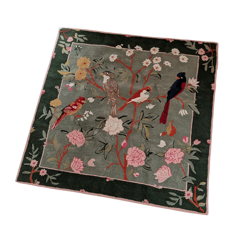 Flora & Fauna Square Hand Tufted Wool Rug 6' x 6'