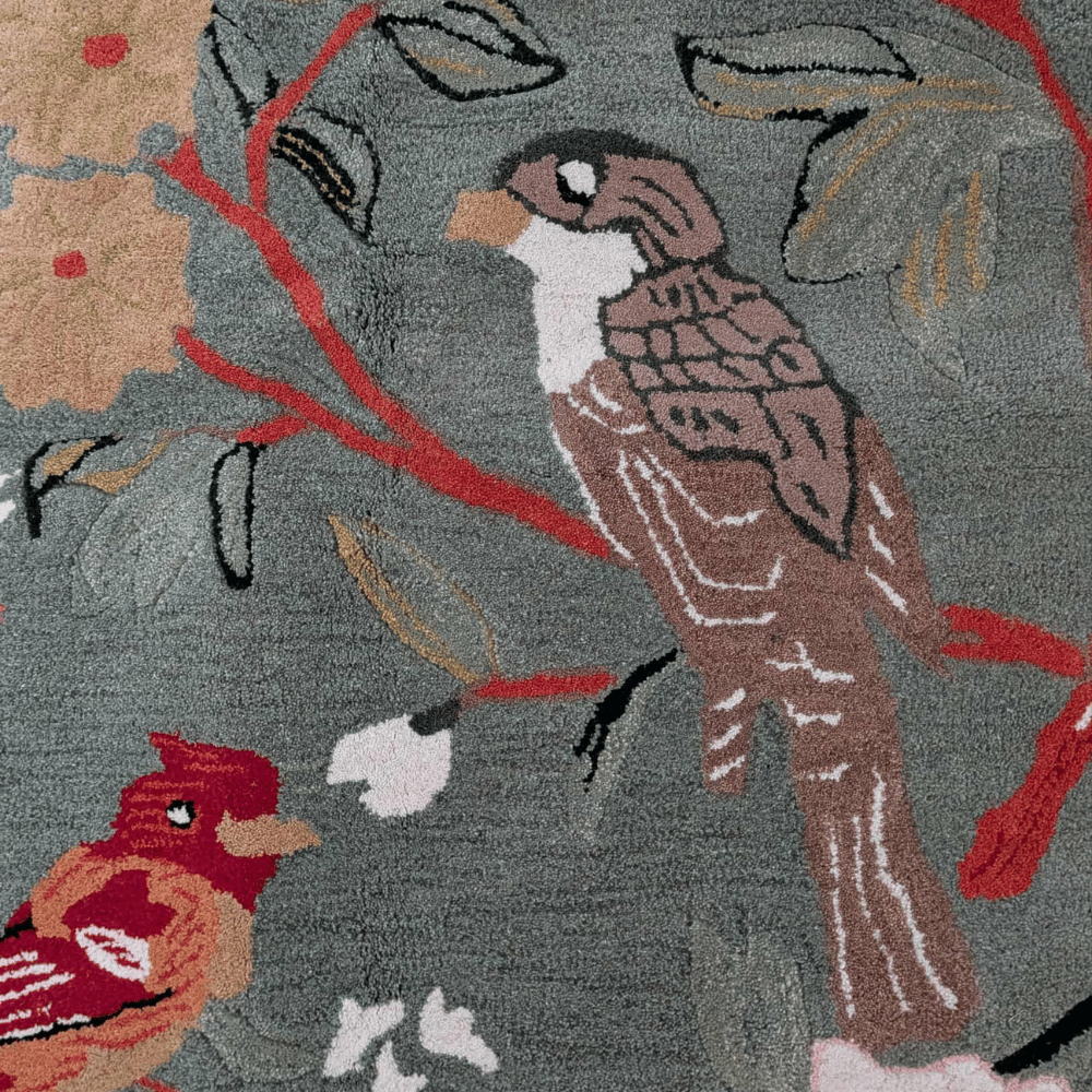 Flora & Fauna Square Hand Tufted Wool Rug 6' x 6'