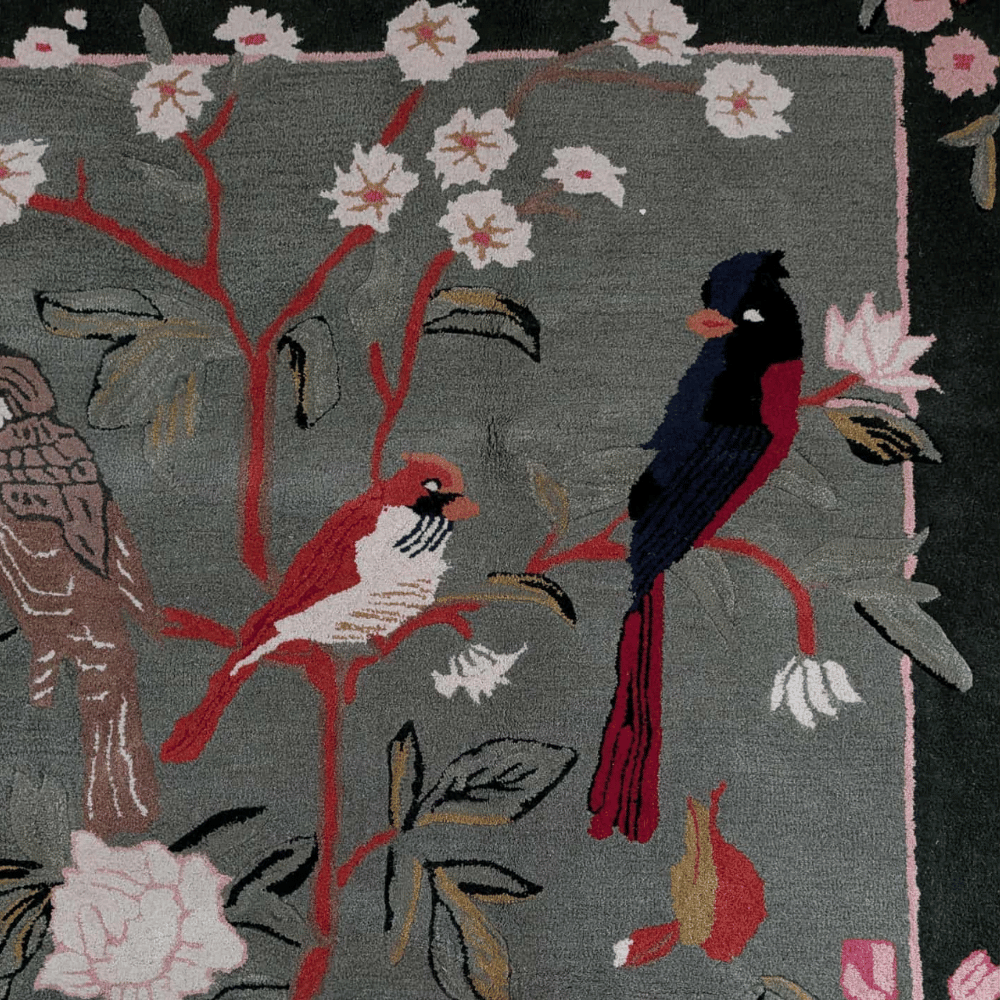 Flora & Fauna Square Hand Tufted Wool Rug 6' x 6'