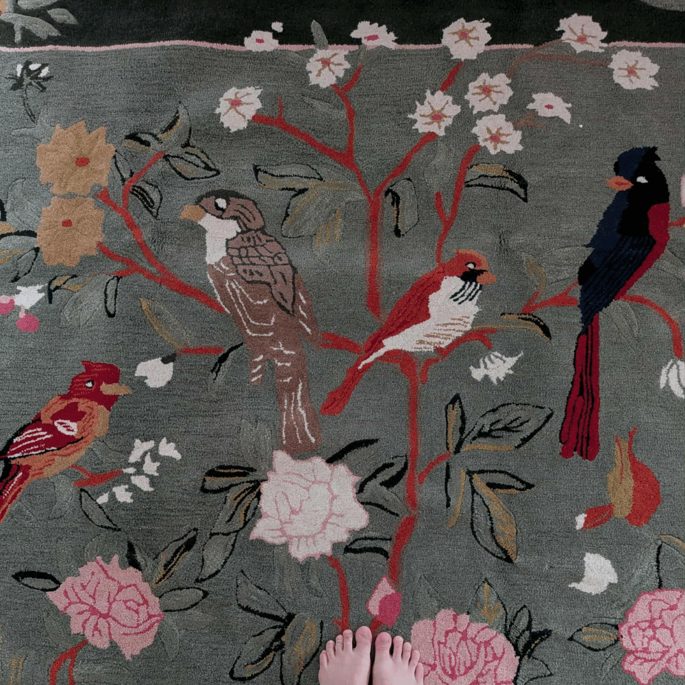 Flora & Fauna Square Hand Tufted Wool Rug 6' x 6'