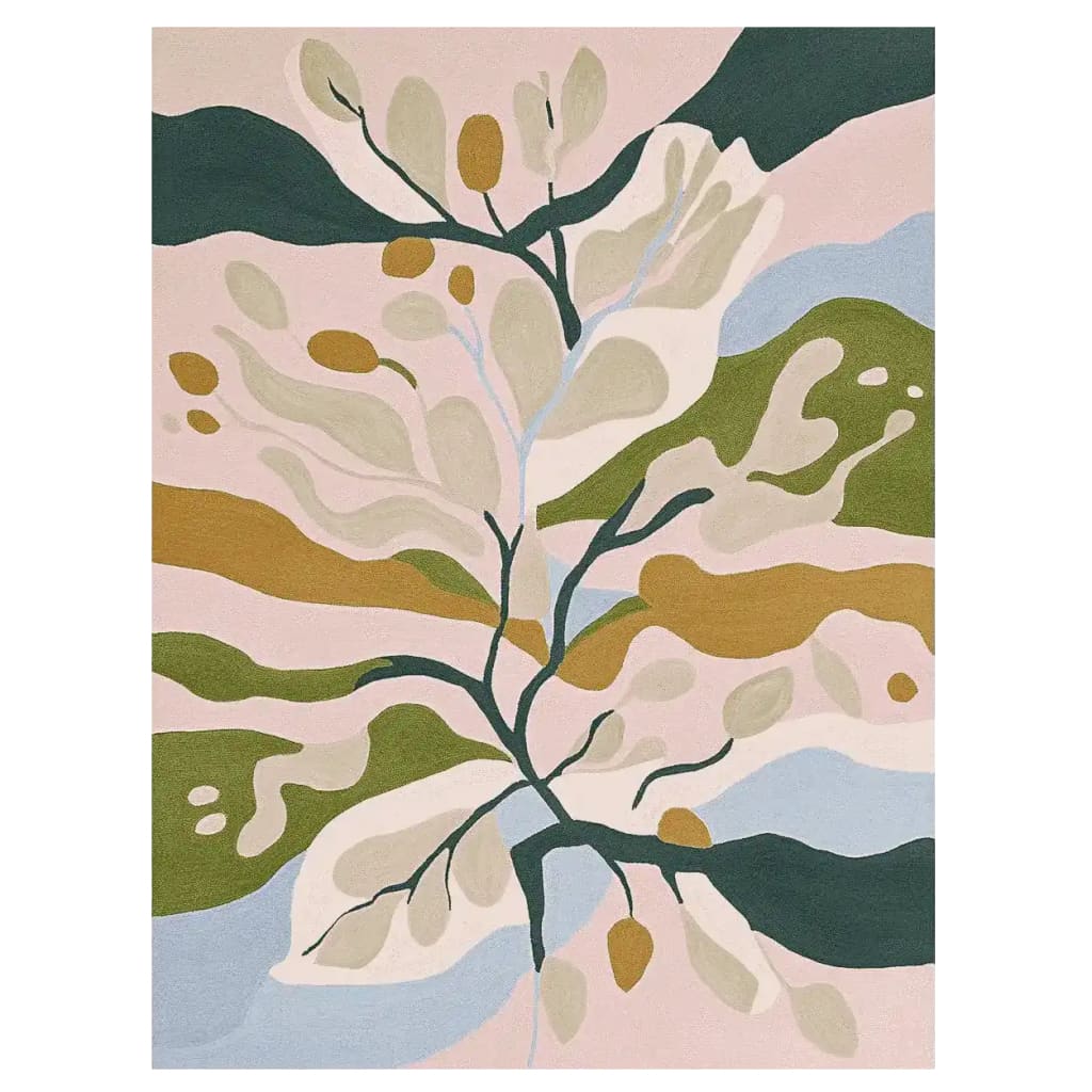 The Flora Twist Field Hand Tufted Rug is a contemporary area rug featuring an abstract design with organic shapes in muted earth tones. Perfect for adding a touch of modern elegance to your living room, this wool rug combines comfort and style, making it an ideal choice for area rugs for living room spaces.