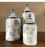 Floral Blue Asian Ceramic Jar