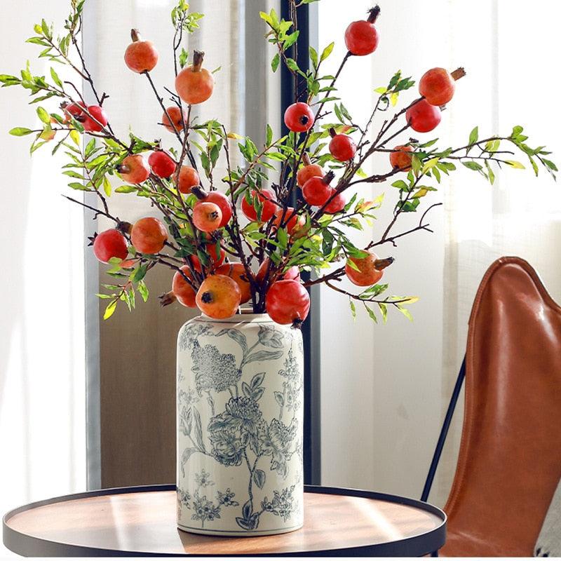 Floral Blue Asian Ceramic Jar