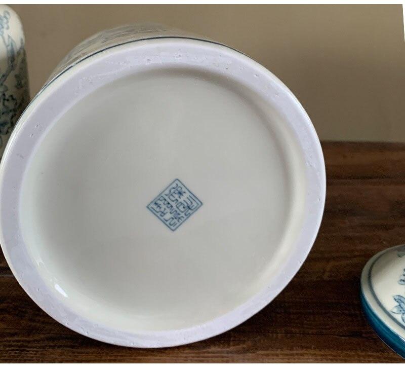 Floral Blue Asian Ceramic Jar