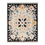 This beautiful area rug showcases a hand-tufted floral design in wool, perfect for adding a touch of elegance to your living room. The intricate pattern features soft hues of peach, cream, and grey against a dark background, making it an ideal choice for living room rugs 8x10. This floral rug not only enhances the decor but also provides comfort underfoot, making it a stylish and practical addition to any living room area.