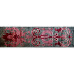 Elegant Floral Damask hand-tufted wool runner rug featuring a rich red and pink pattern on a dark backdrop, perfect for adding a touch of luxury to your hallway or kitchen space. This area rug showcases intricate design details that make it ideal for both large living room rugs and stylish kitchen runner rugs.